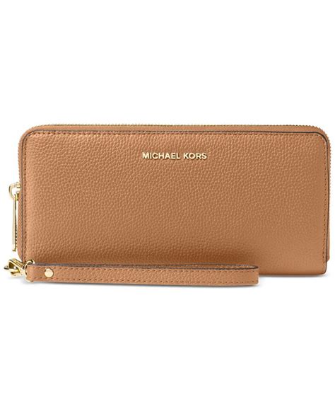 michael kors mercer travel continental pebble leather wristlet